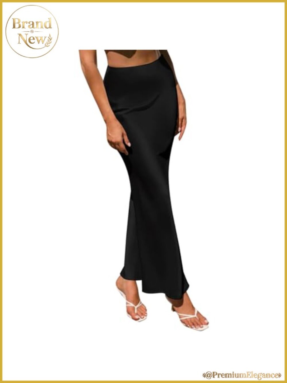 Women's High Waist Satin Silk A-Line Ruffle Maxi Skirt Tulip Hem